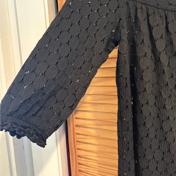 Anna Sui Black Textured Lace Embroidered Boho Top - Picture 4 of 7